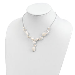 Sophia Jewelers Sterling Silver Moonstone and Cultured Pearl Necklace Elegantly Polished