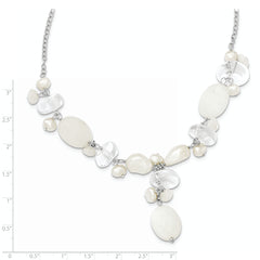 Sophia Jewelers Sterling Silver Moonstone and Cultured Pearl Necklace Elegantly Polished