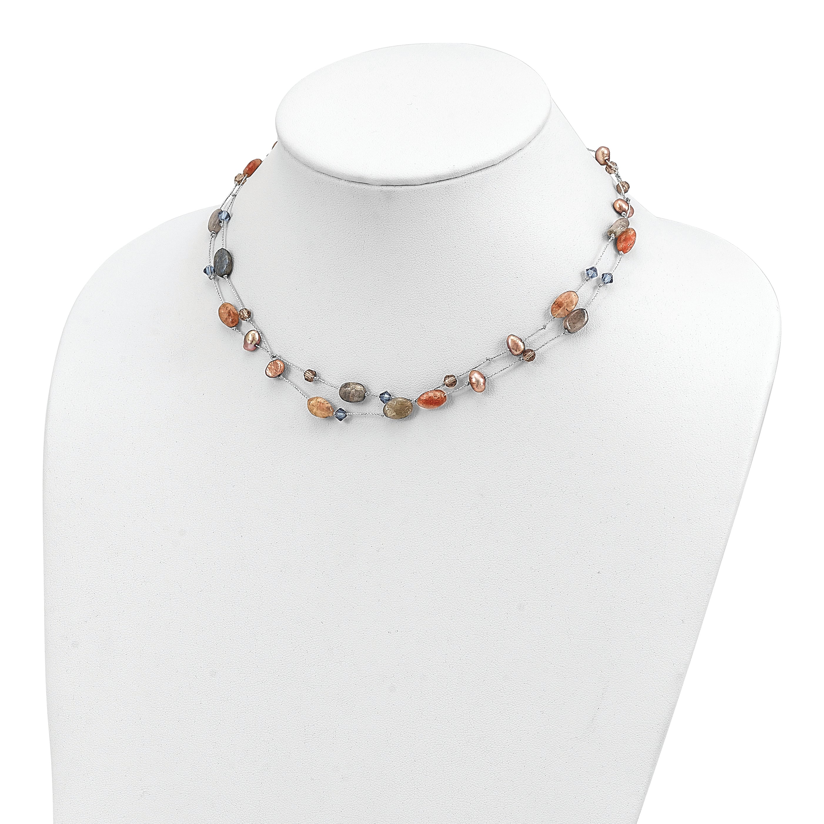 Women's Sophia Jewelers Labradorite Red Moonstone Pearl Necklace