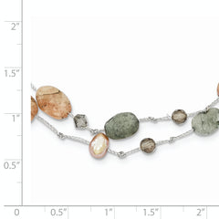 Labradorite/Red Moonstone/FW Cultured Pearl/Crystal Necklace