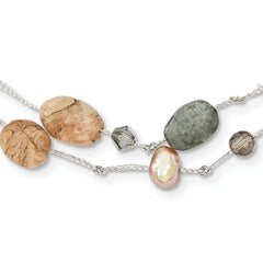 Labradorite/Red Moonstone/FW Cultured Pearl/Crystal Necklace