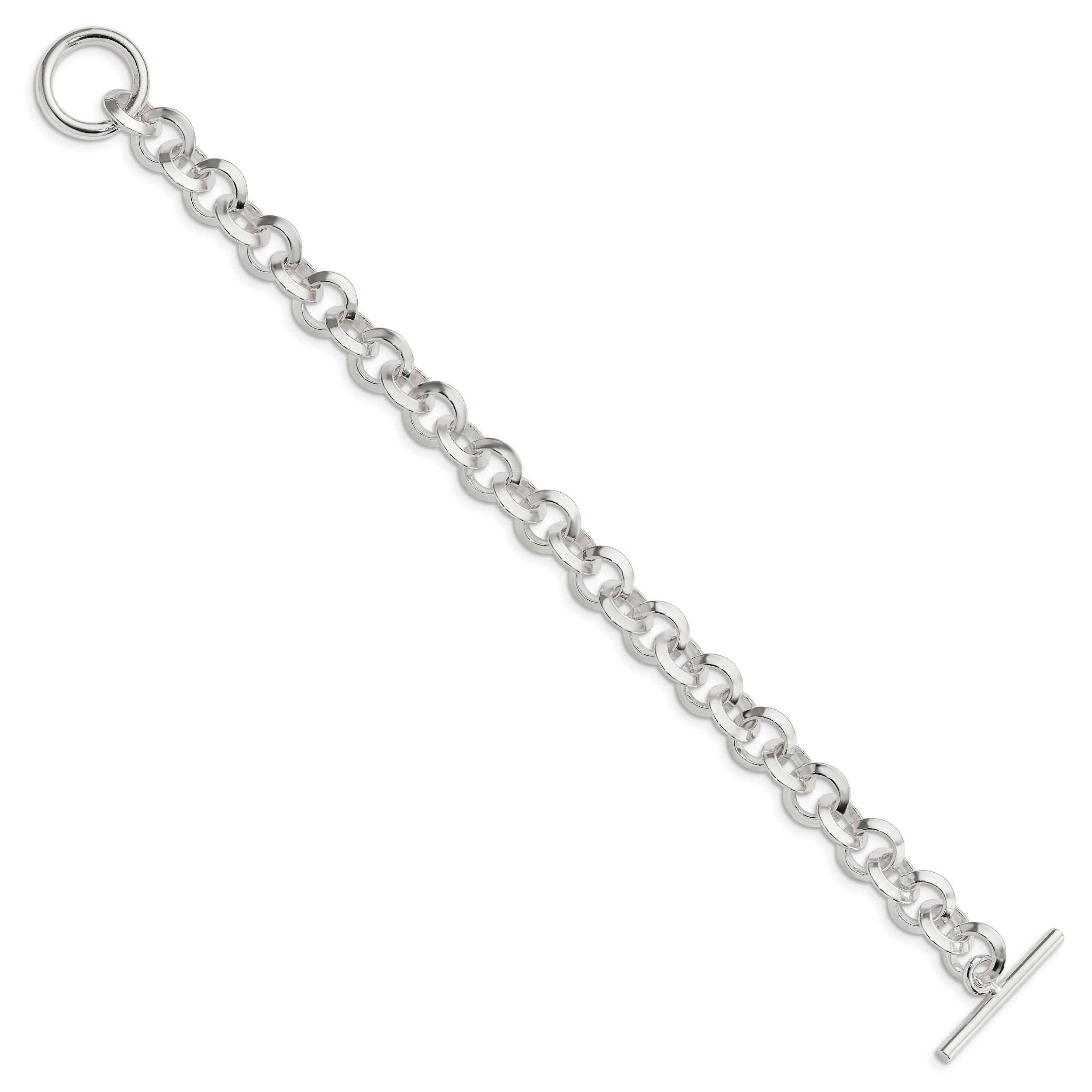 Sterling Silver 7.5inch Polished Fancy Circular Link Bracelet