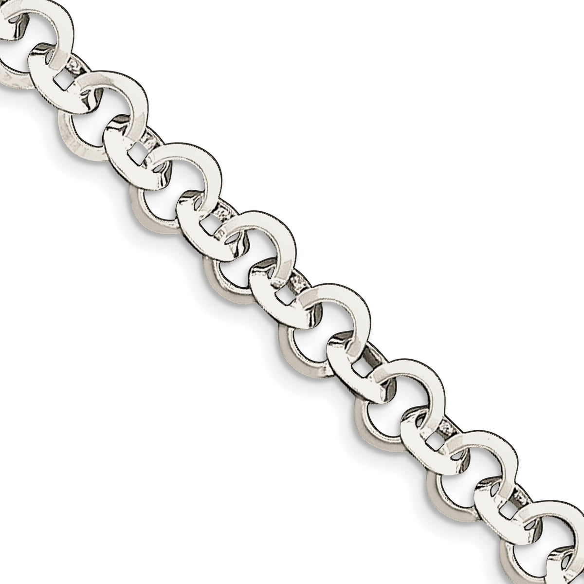 Sterling Silver 8.5inch Polished Fancy Circular Link Bracelet
