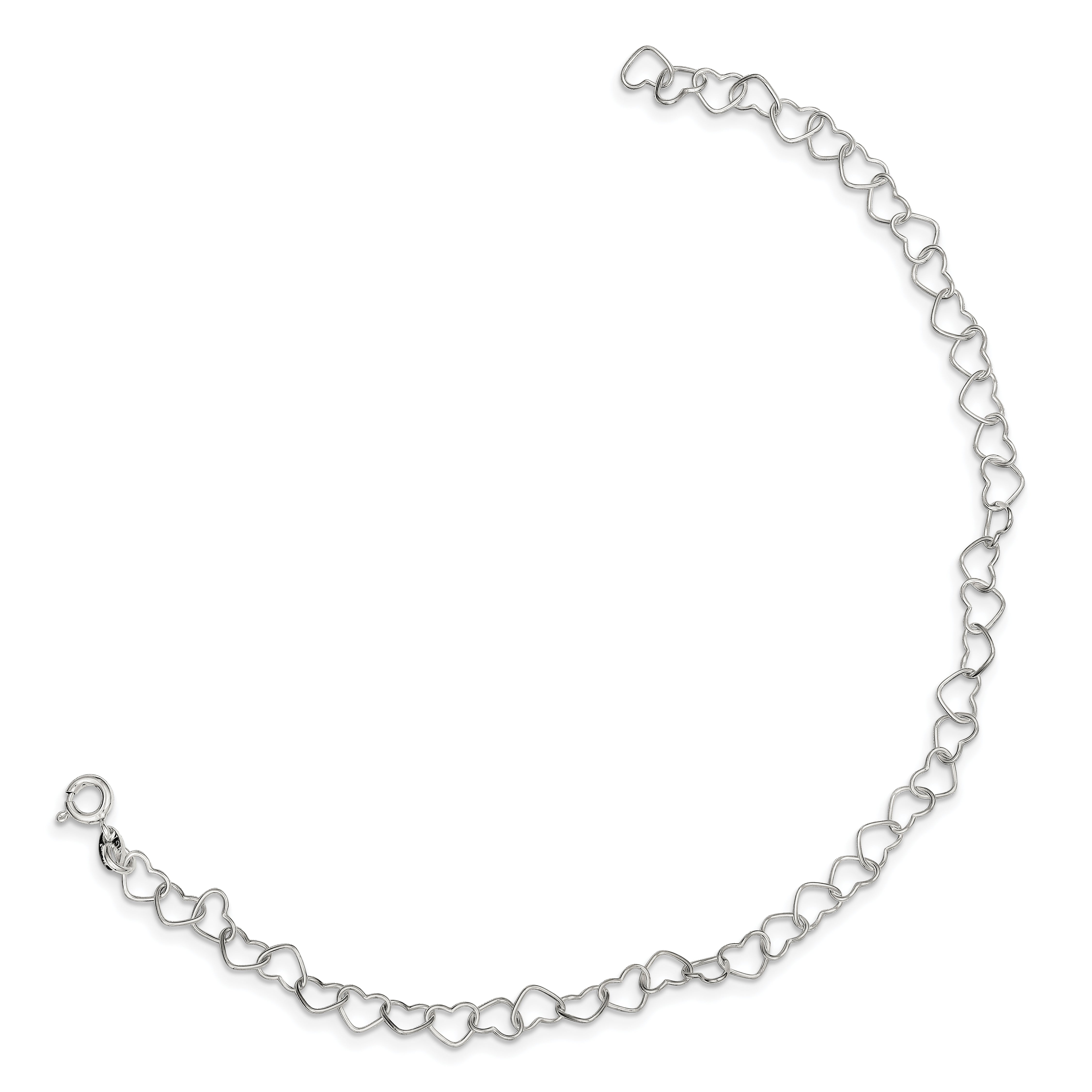 Sterling Silver 925 Fancy Heart Necklace Polished 18in Elegant Design