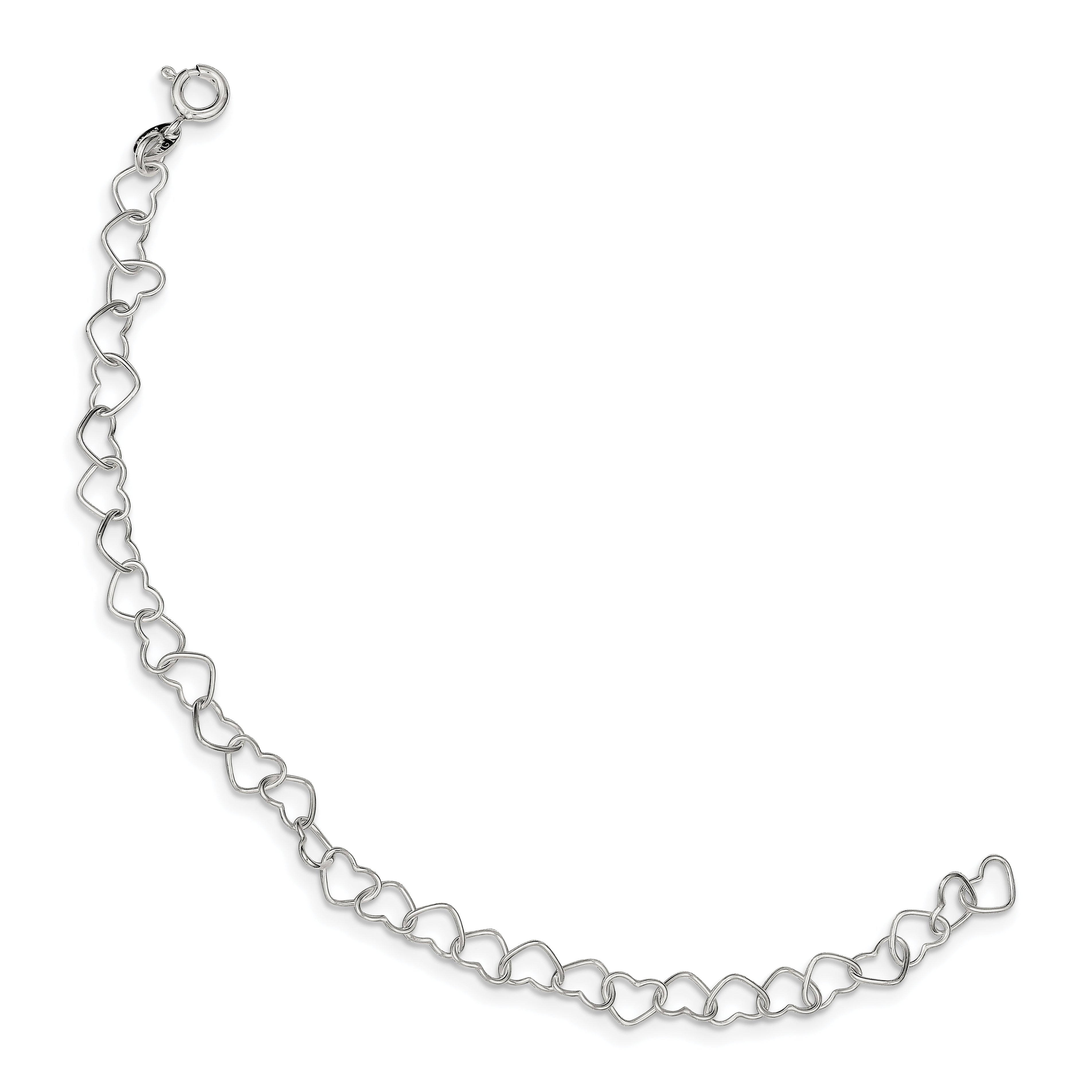 Sterling Silver 8inch Polished Fancy Heart Link Bracelet
