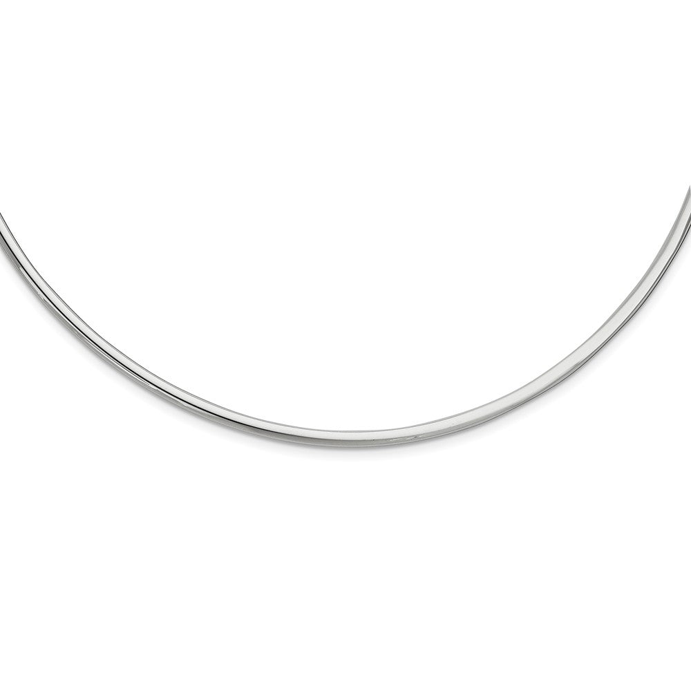Sterling Silver Rhodium-plate 16inch 2in ext. Polished Neck Collar Necklace