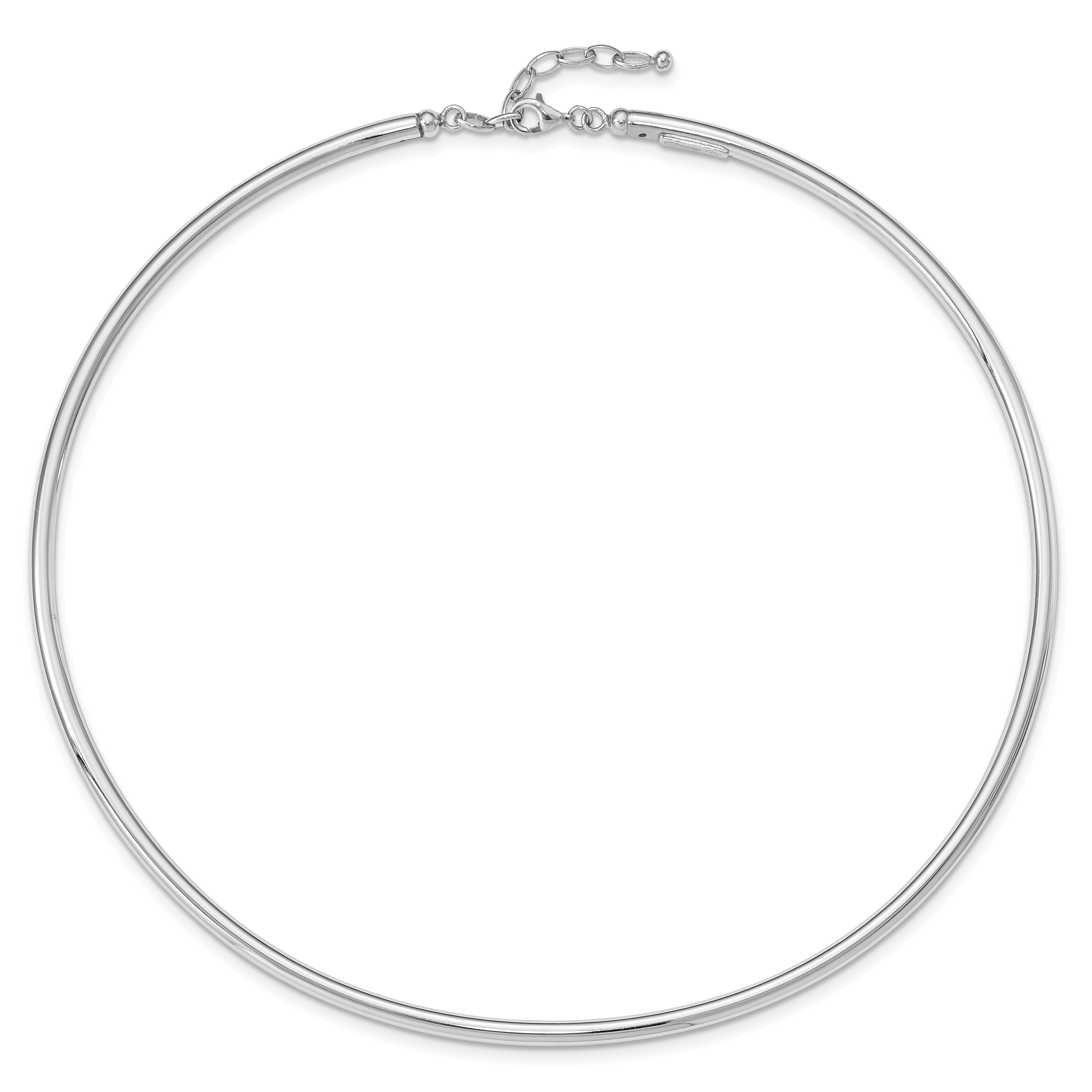 Sophia Jewelers Sterling Silver 925 Polished Collar Necklace with Rhodium Finish