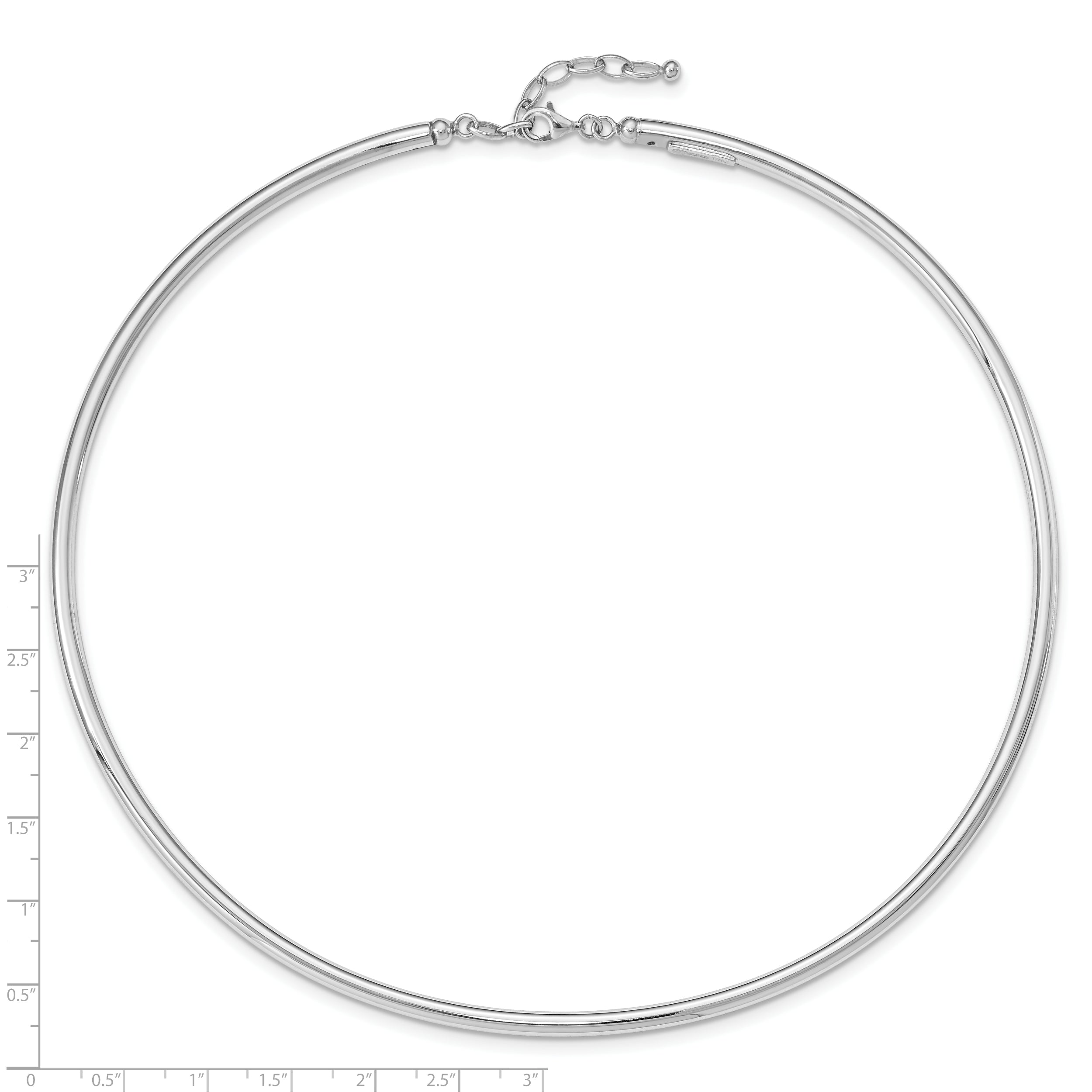 Sterling Silver Rhodium-plate 16inch w2in ext Polished Neck Collar Necklace