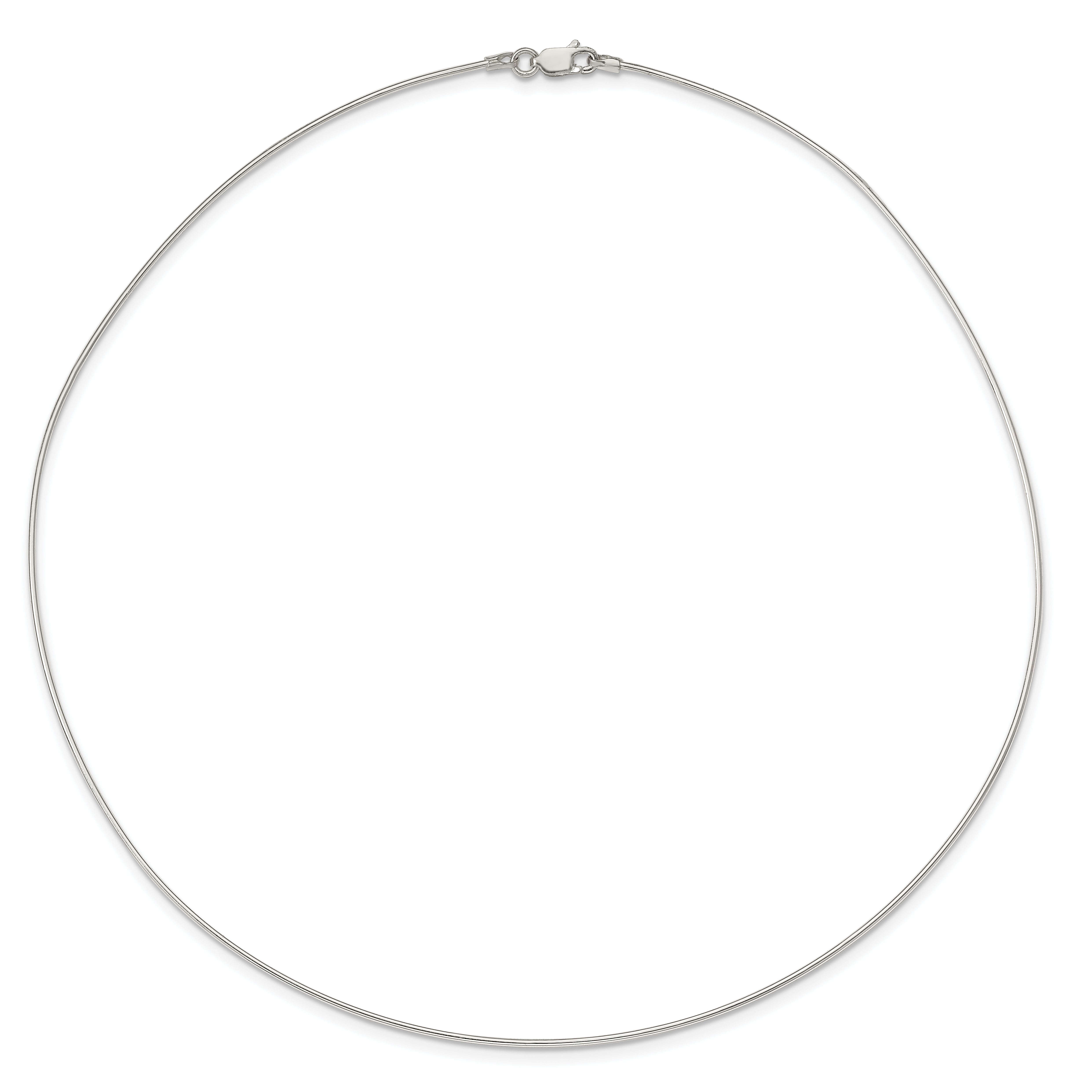 Sterling Silver Polished Neck Wire Necklace with Anti-Tarnish Finish