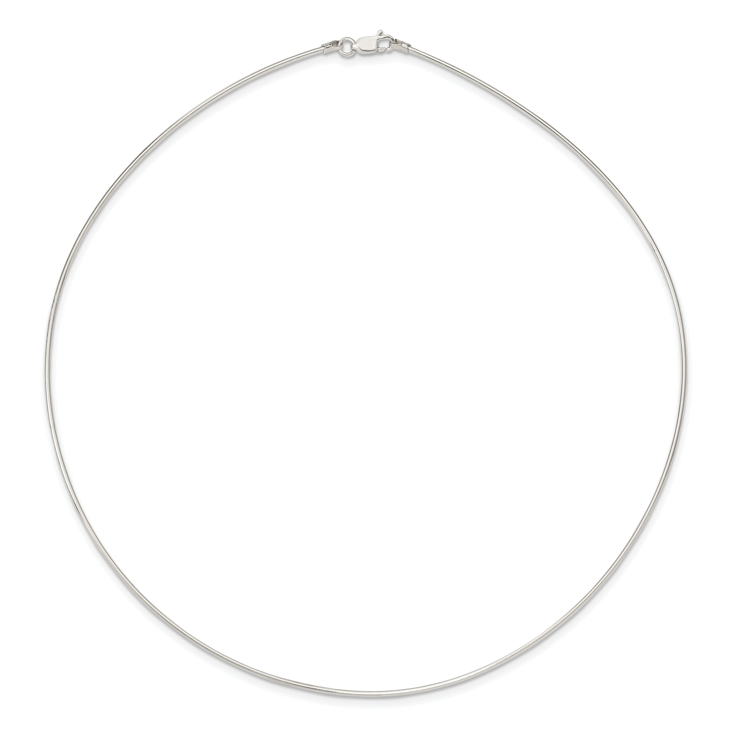 Sterling Silver 925 Polished Neck Wire Necklace with Lobster Clasp