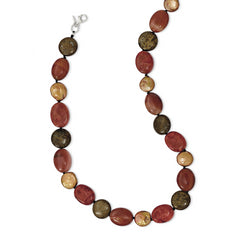 Sterling Silver Natural Stone Women's Necklace with Freshwater Pearls