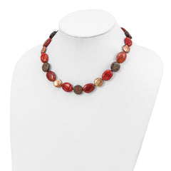 Sterling Silver Natural Stone Women's Necklace with Freshwater Pearls
