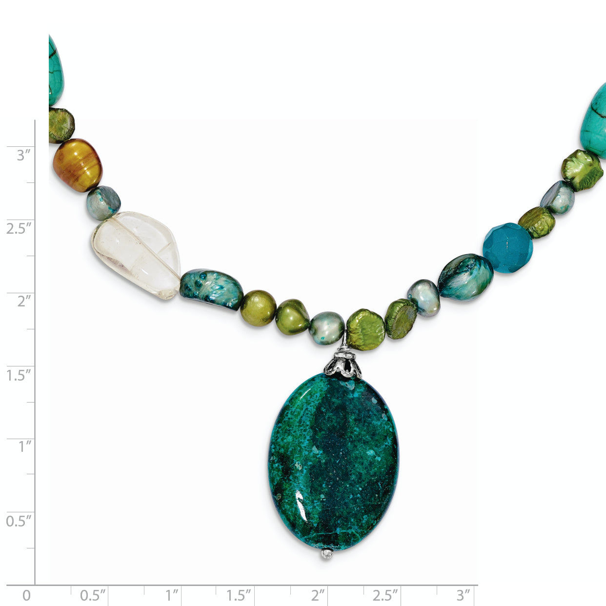 Sterling Silver 925 Beaded Necklace with Citrine Agate Lapis Charm
