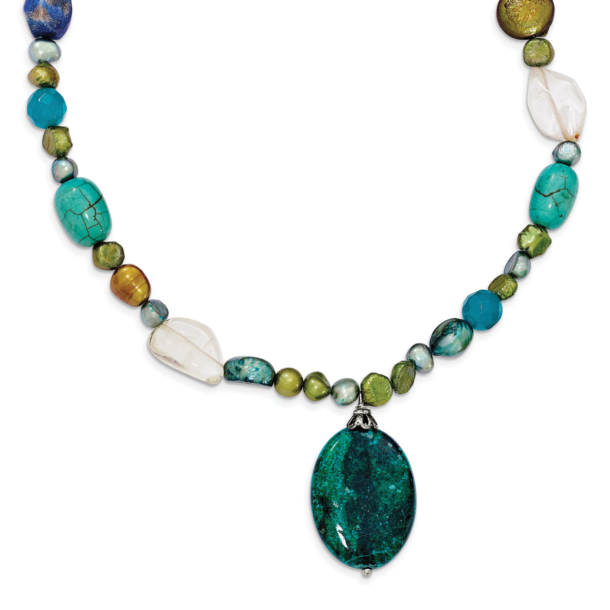 Sterling Silver Citrine/Lapis/Agate/Howlite/Jade/Chrysocolla/Necklace