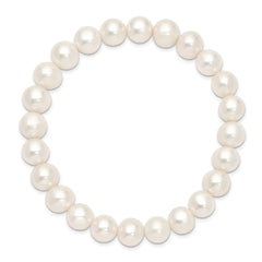 8-9mm White Near-round Freshwater Cultured Pearl Stretch Bracelet