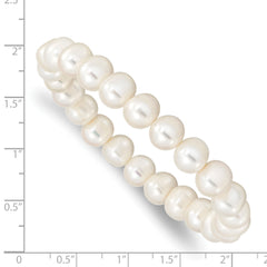 8-9mm White Near-round Freshwater Cultured Pearl Stretch Bracelet