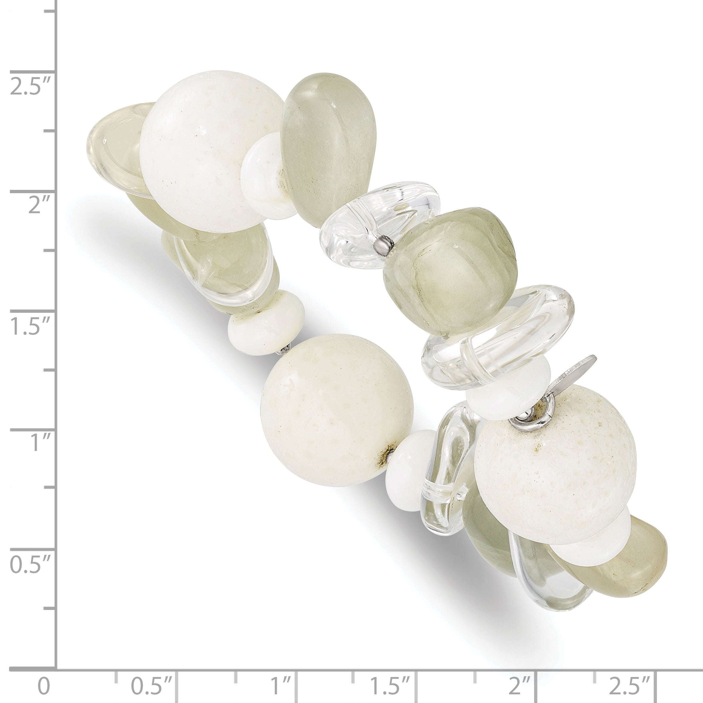 Sterling Silver Stretch Bracelet with Coral Jade Moonstone Quartz