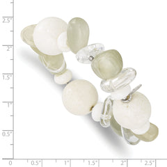 Sterling Silver Stretch Bracelet with Coral Jade Moonstone Quartz