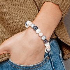 Sophia Jewelers Multicolor Freshwater Pearl Stretch Bracelet Handmade Elegance - 7.5