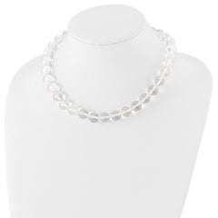 Sterling Silver 12-12.5mm Smooth Beaded Clear Crystal Necklace