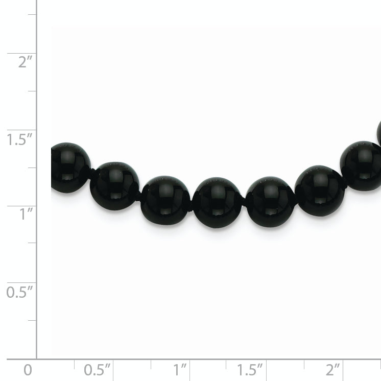 Sophia Jewelers Black Agate Sterling Silver Necklace with Rhodium Clasp