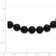 Sophia Jewelers Black Agate Sterling Silver Necklace with Rhodium Clasp