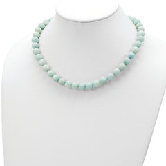 10-10.5mm Smooth Beaded Amazonite Necklace w/Sterling S.RH Clasp