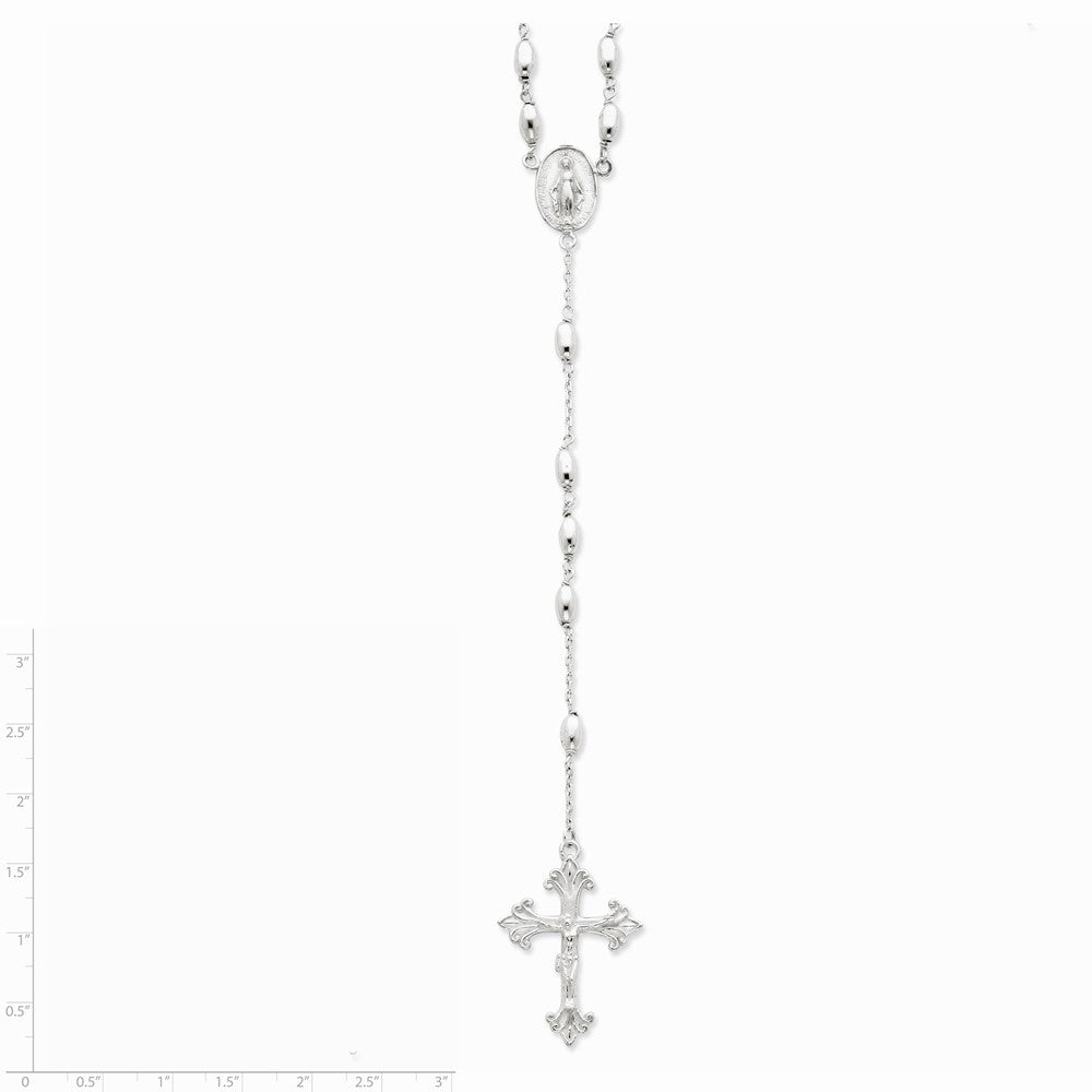 Sterling Silver Polished Rosary Necklace