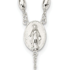 Sterling Silver Polished Bead Rosary 18 inch Necklace