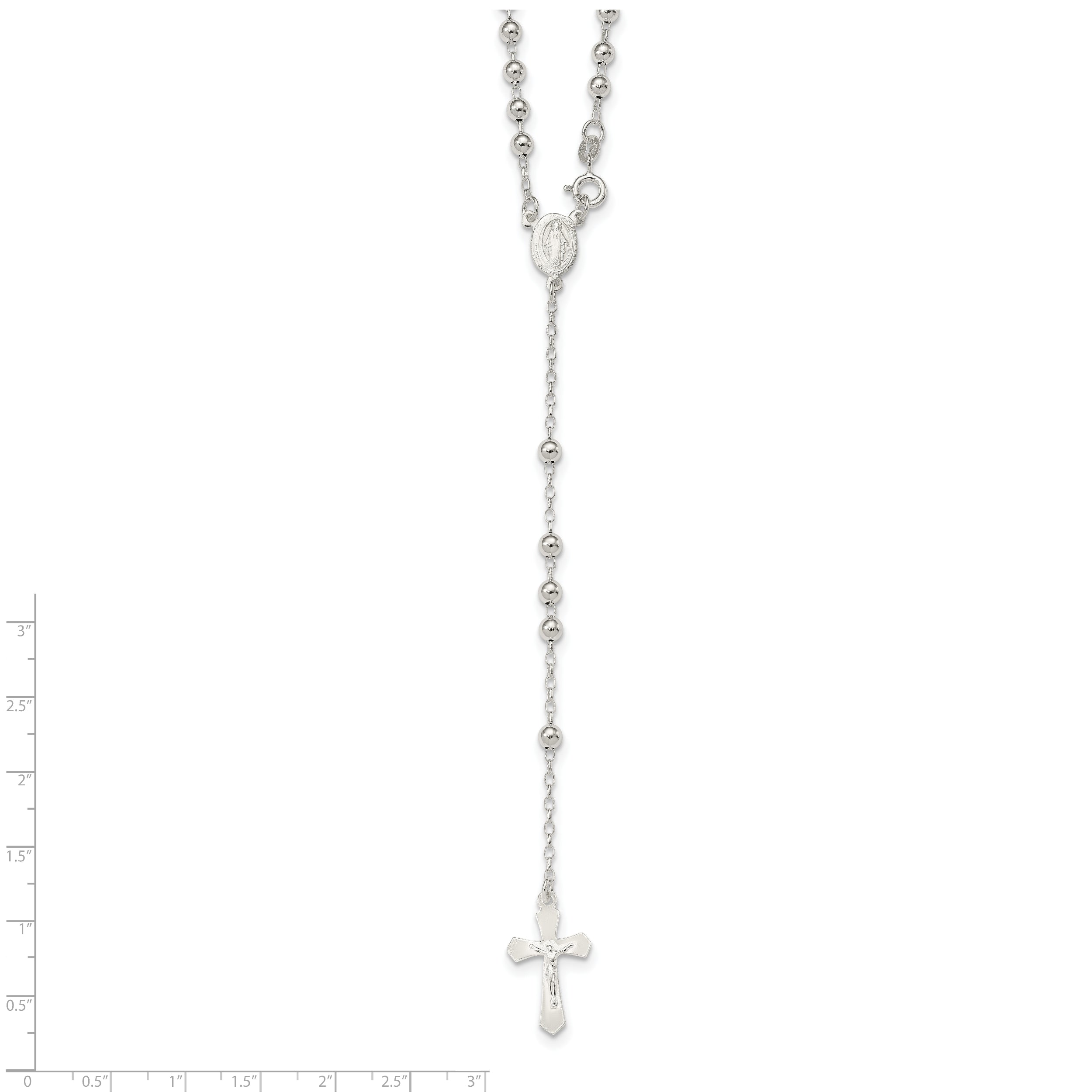 Sophia Jewelers Women's 925 Sterling Silver Polished Rosary Necklace 18 Inch