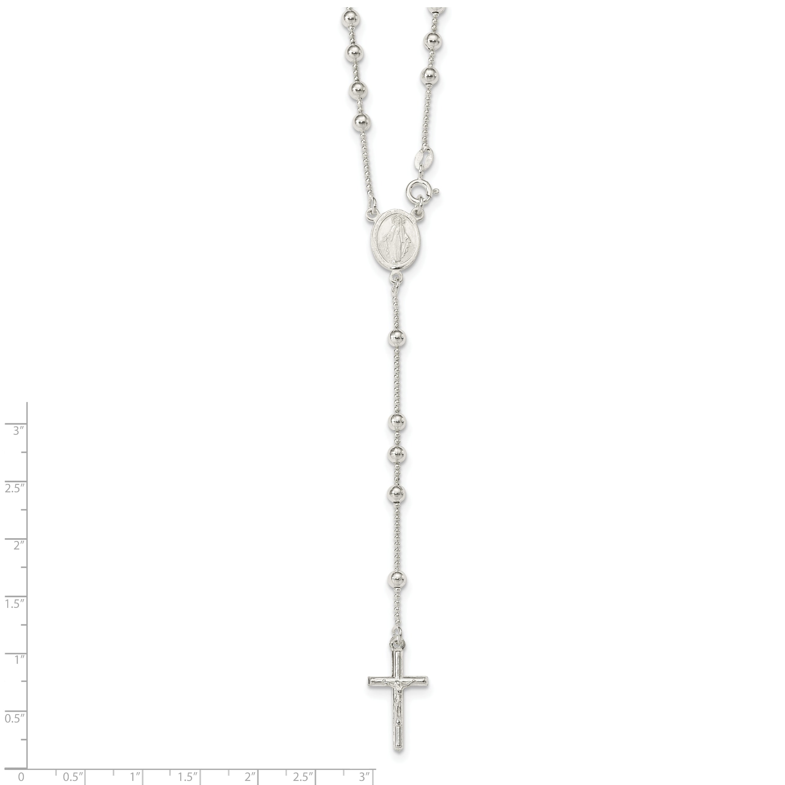 Sophia Jewelers Sterling Silver 925 Women's Rosary Necklace 21 Polished Elegant Design