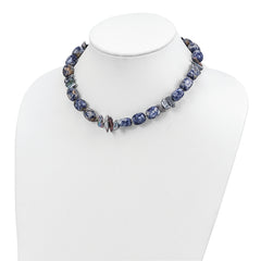 Sterling Silver Sodalite/Grey FW Cultured Pearl Necklace