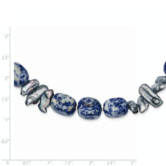 Sterling Silver Sodalite/Grey FW Cultured Pearl Necklace