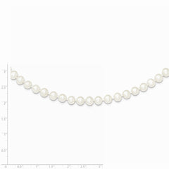 Sterling Silver Rhodium  6-7mm White Freshwater Cultured Pearl Necklace