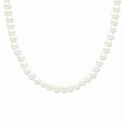 Sterling Silver Rhodium-plated 6-7mm White FWC Pearl Necklace