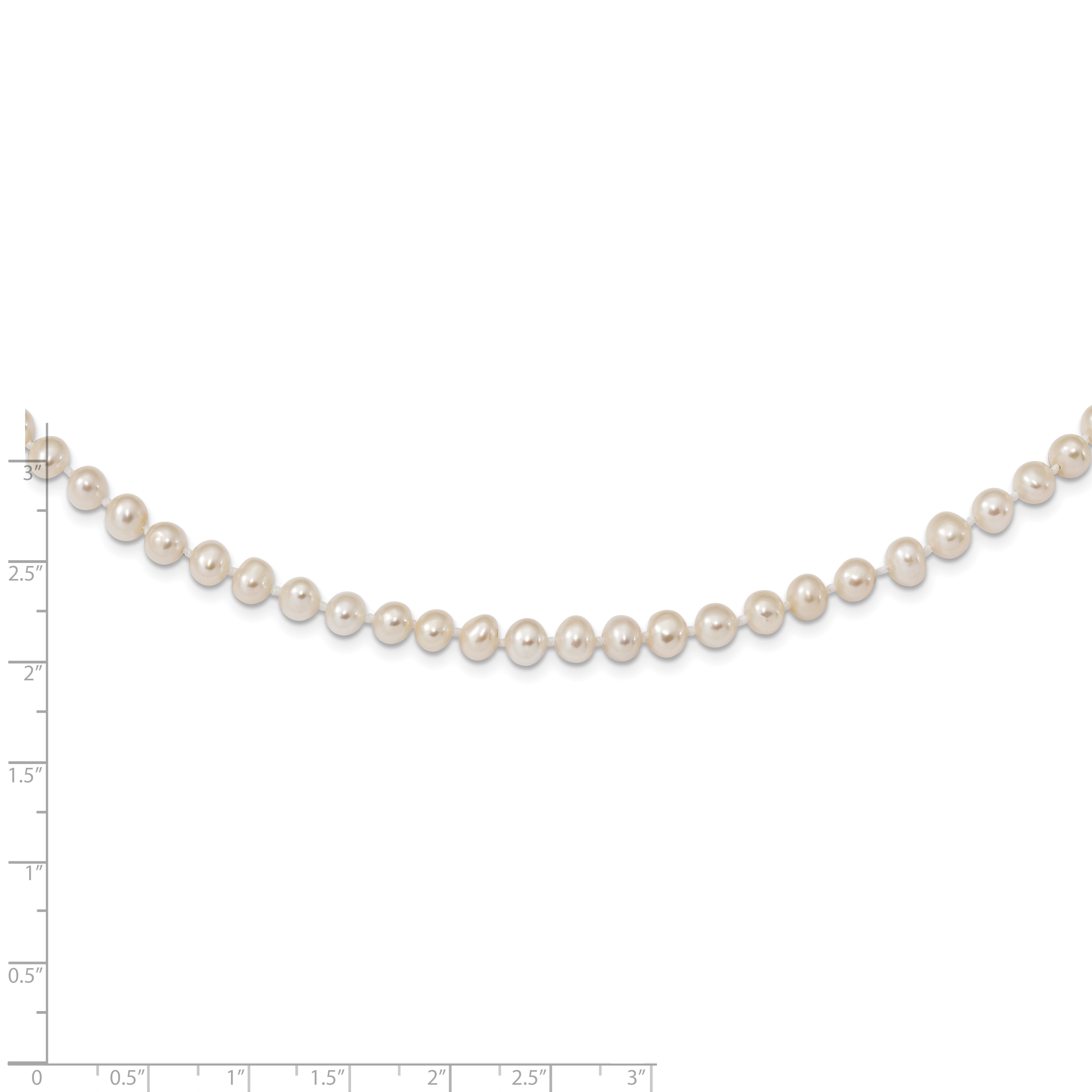 Sterling Silver Rhodium 5-6mm White Freshwater Cultured Pearl Necklace Secondary image