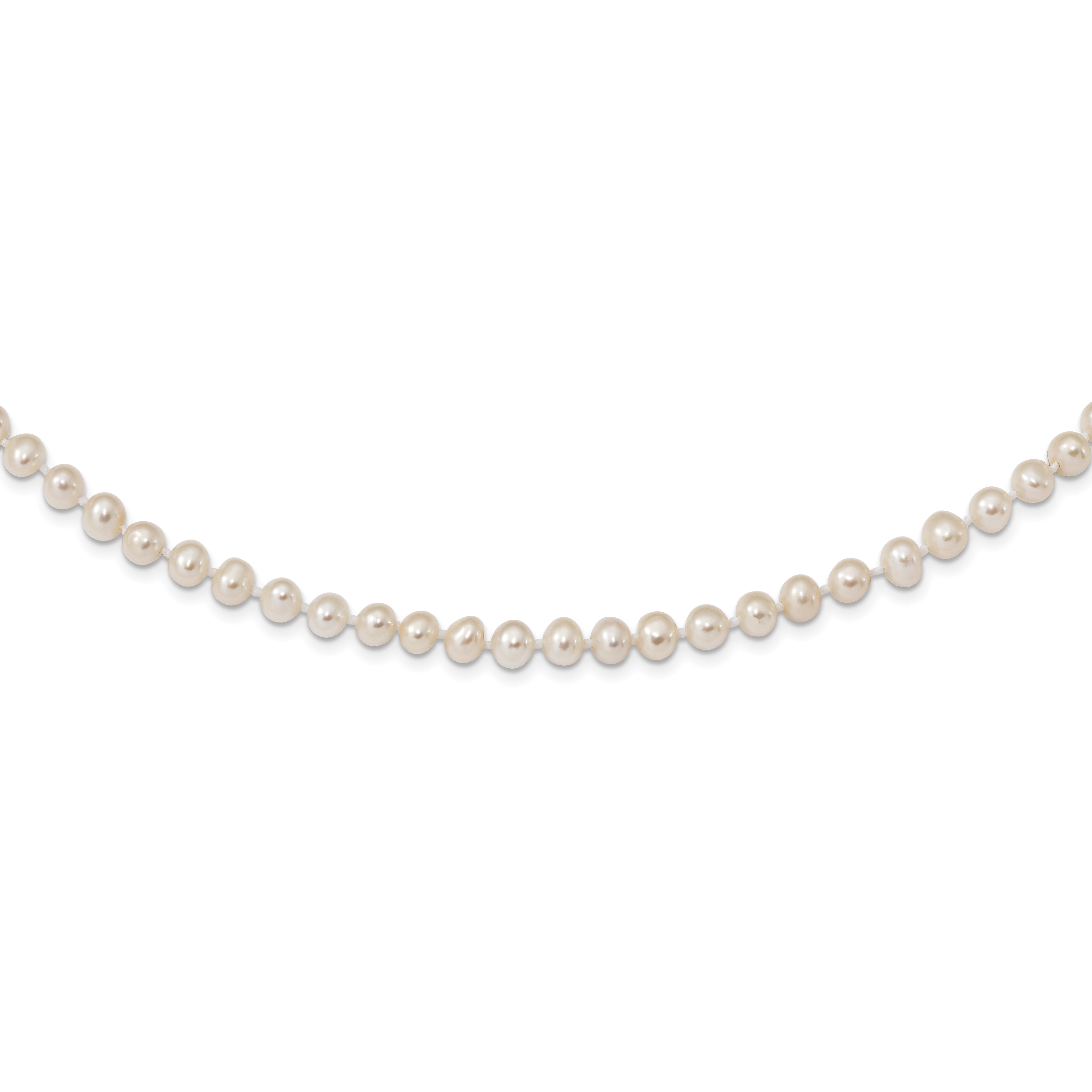 Sterling Silver Rhodium 5-6mm White Freshwater Cultured Pearl Necklace Main image
