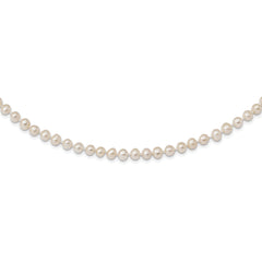 Sterling Silver Rhodium 5-6mm White Freshwater Cultured Pearl Necklace