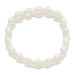 6-7mm White Rice Freshwater Cultured Pearl Stretch Bracelet