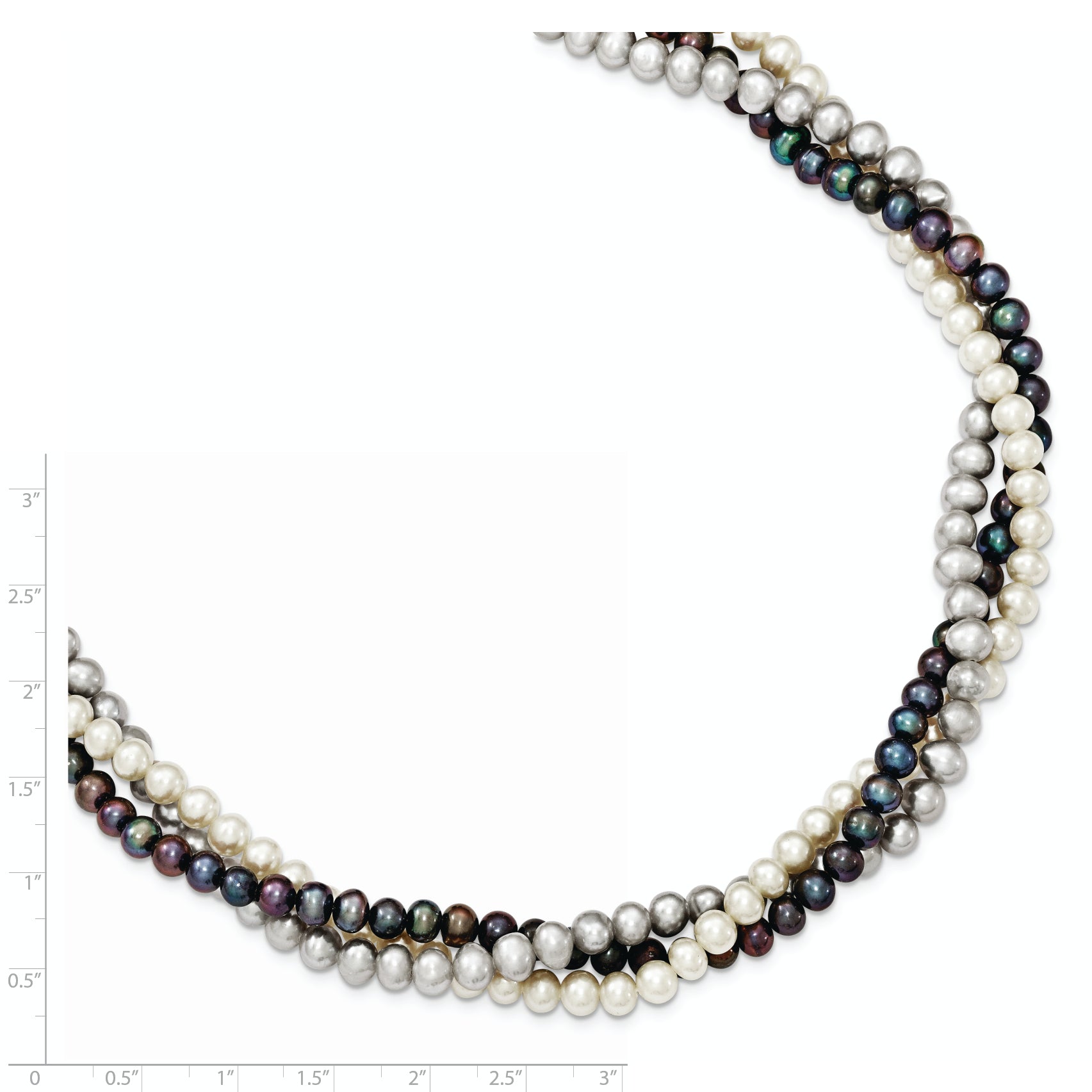 Sterling Silver Pearl Necklace with Multi-Color Freshwater Pearls