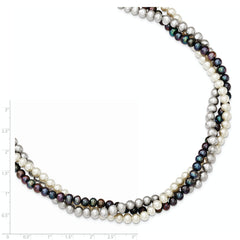 Sterling Silver Pearl Necklace with Multi-Color Freshwater Pearls