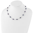 Sophia Jewelers Sterling Silver Pearl Necklace with Black Cultured Freshwater Pearls