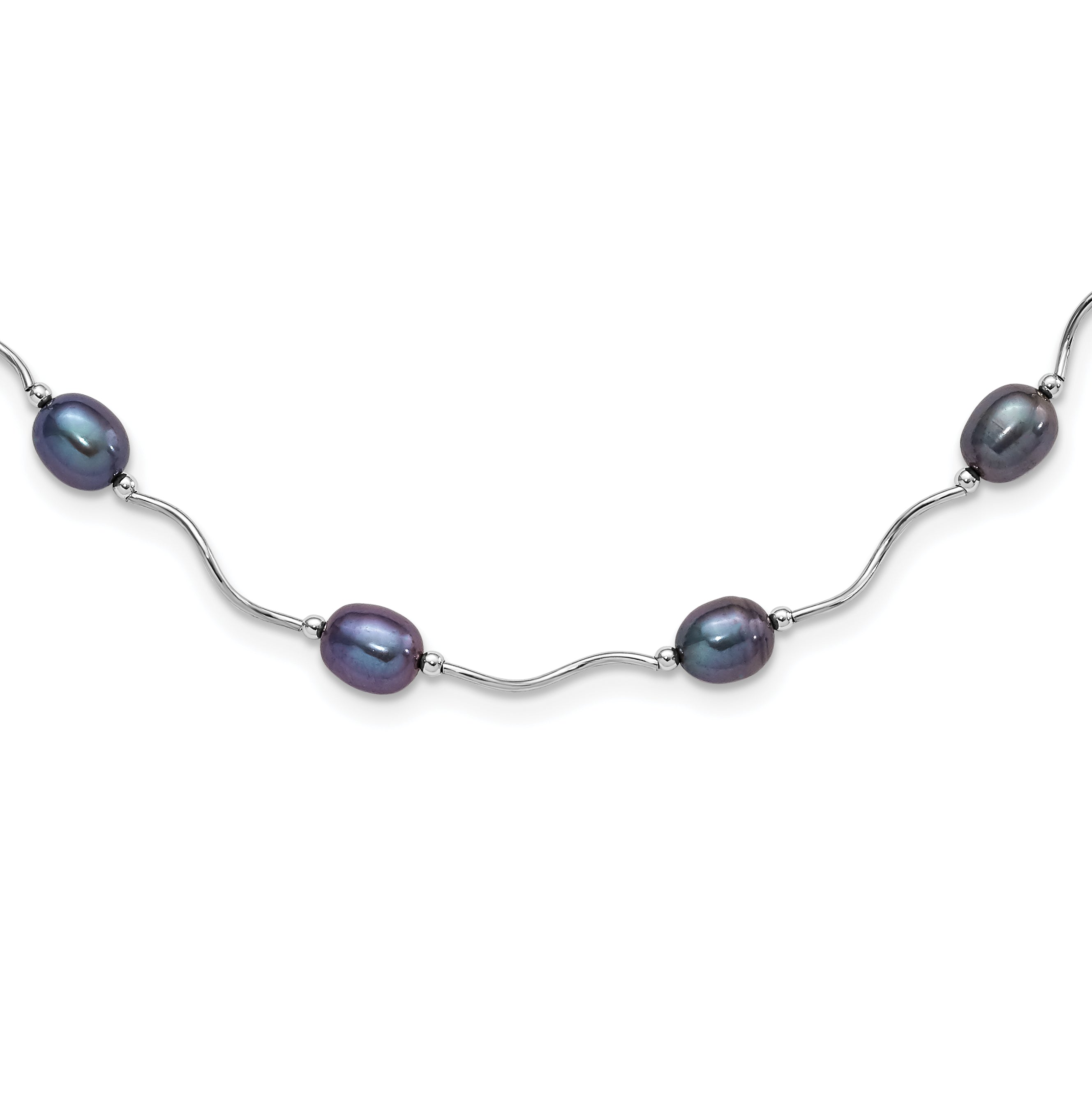 Sterling Silver Rh-plated 6-7mm Black FW Cultured Pearl Necklace Main image