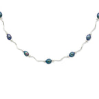 Sophia Jewelers Sterling Silver Pearl Necklace with Black Cultured Freshwater Pearls
