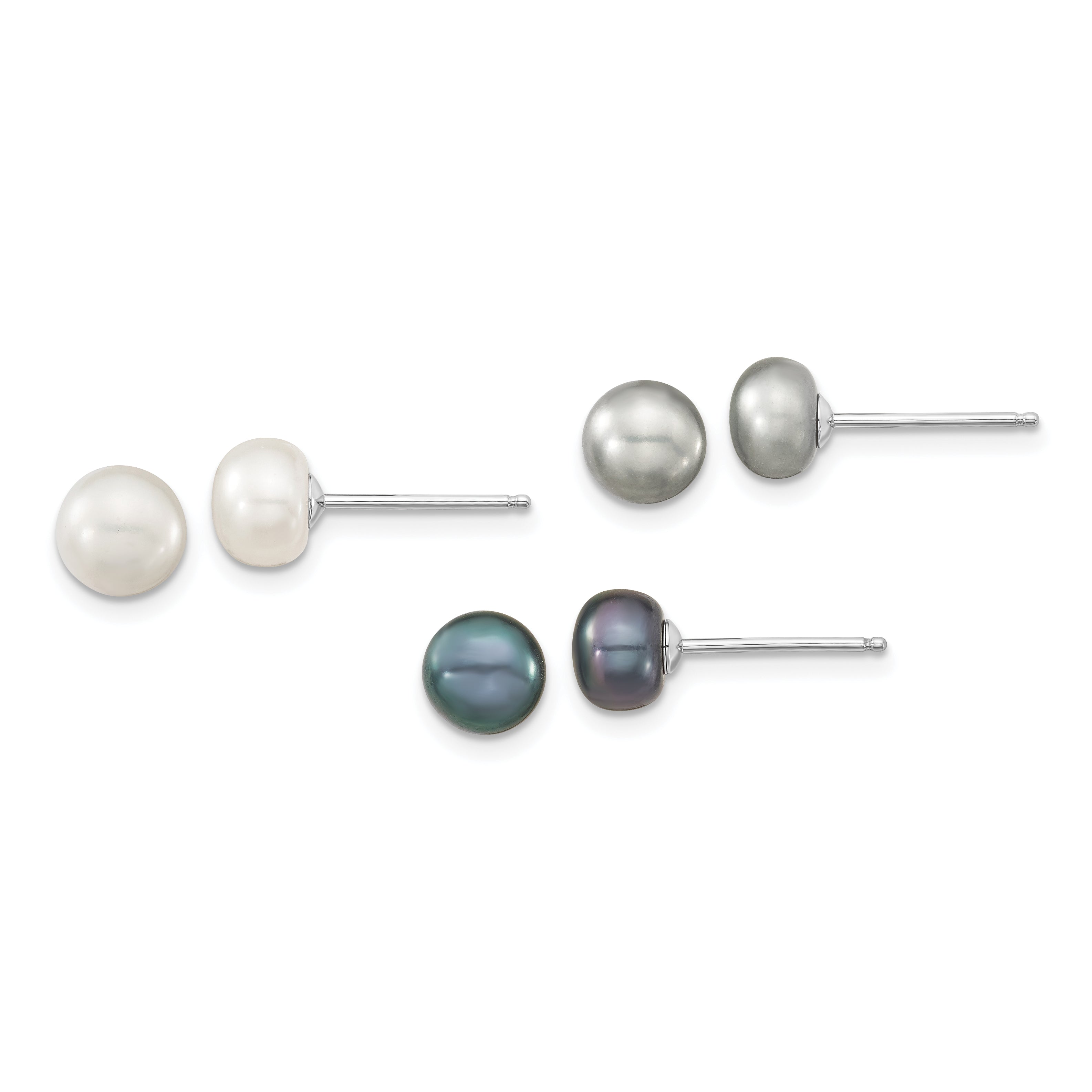 Sterling Silver Rhodium FWC Pearl Necklace/ Bracelet/3pc Earring Set Secondary image