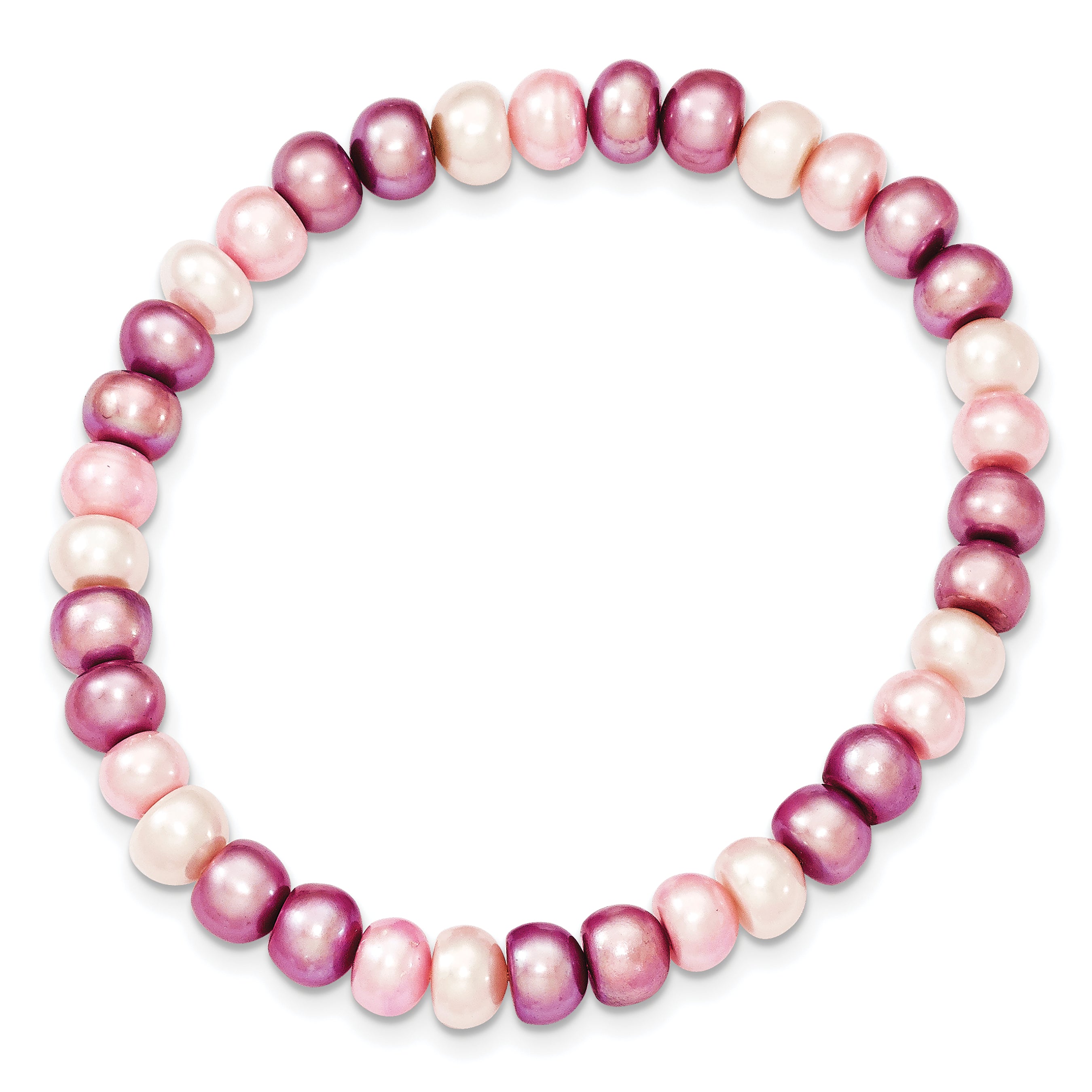 6-7mm White/Lavender/Pink Button Freshwater Cultured Pearl Stretch Bracele