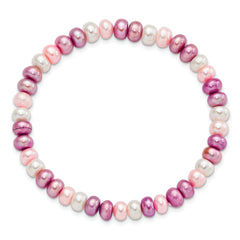 6-7mm White/Lavender/Pink Button Freshwater Cultured Pearl Stretch Bracele