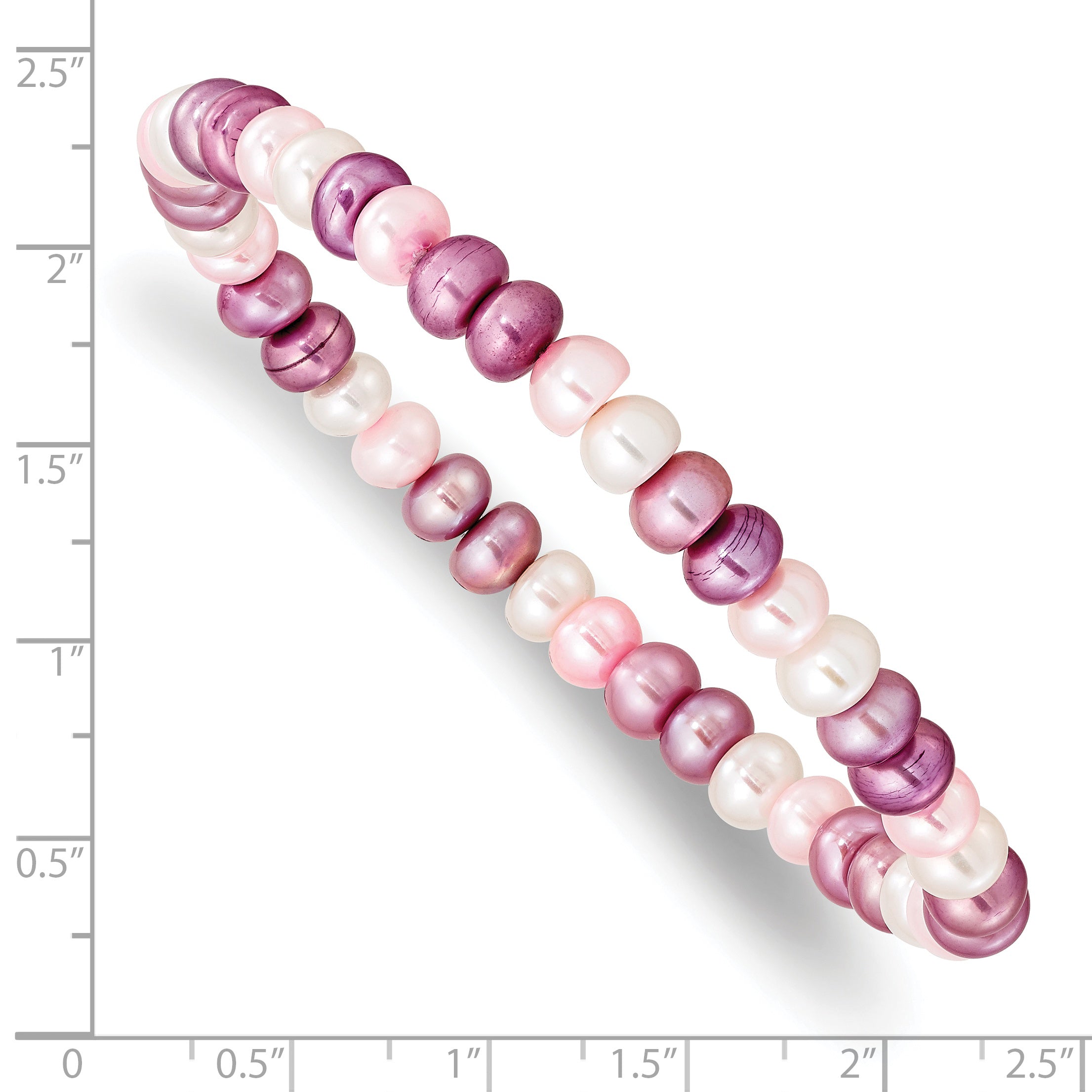 6-7mm White/Lavender/Pink Button Freshwater Cultured Pearl Stretch Bracele