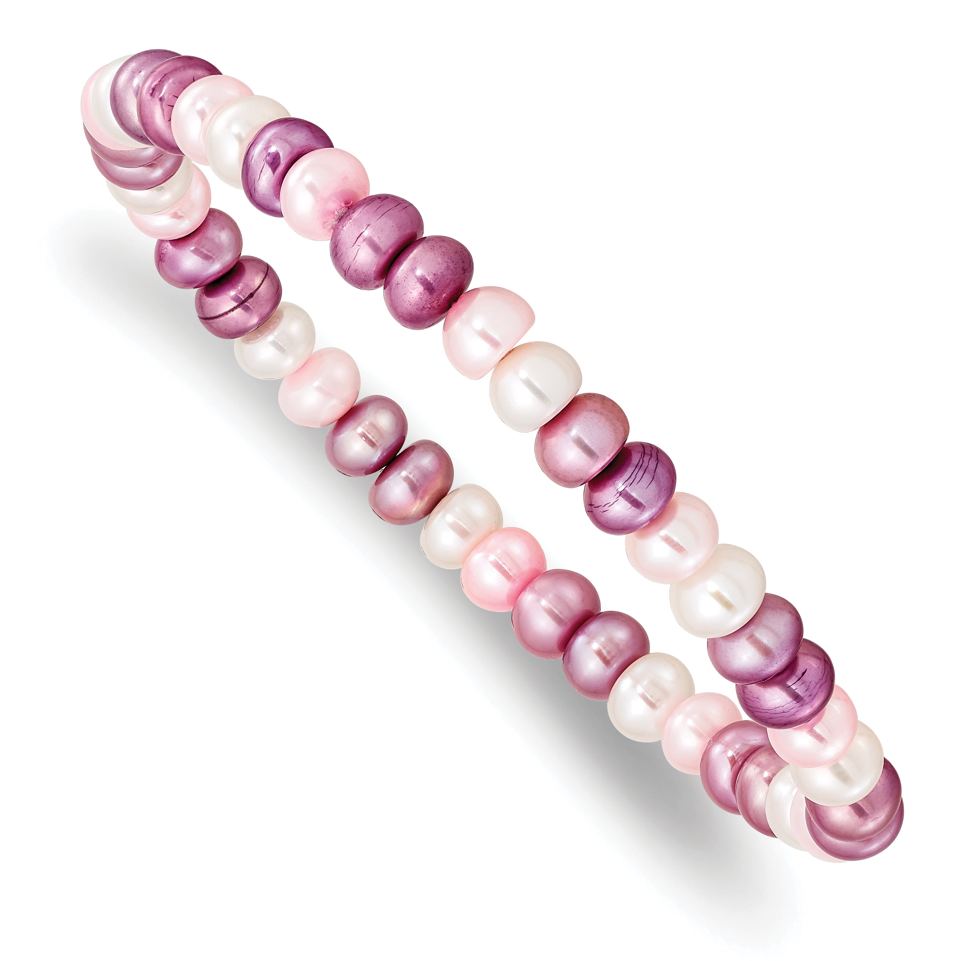 6-7mm White/Lavender/Pink Button Freshwater Cultured Pearl Stretch Bracele Main image