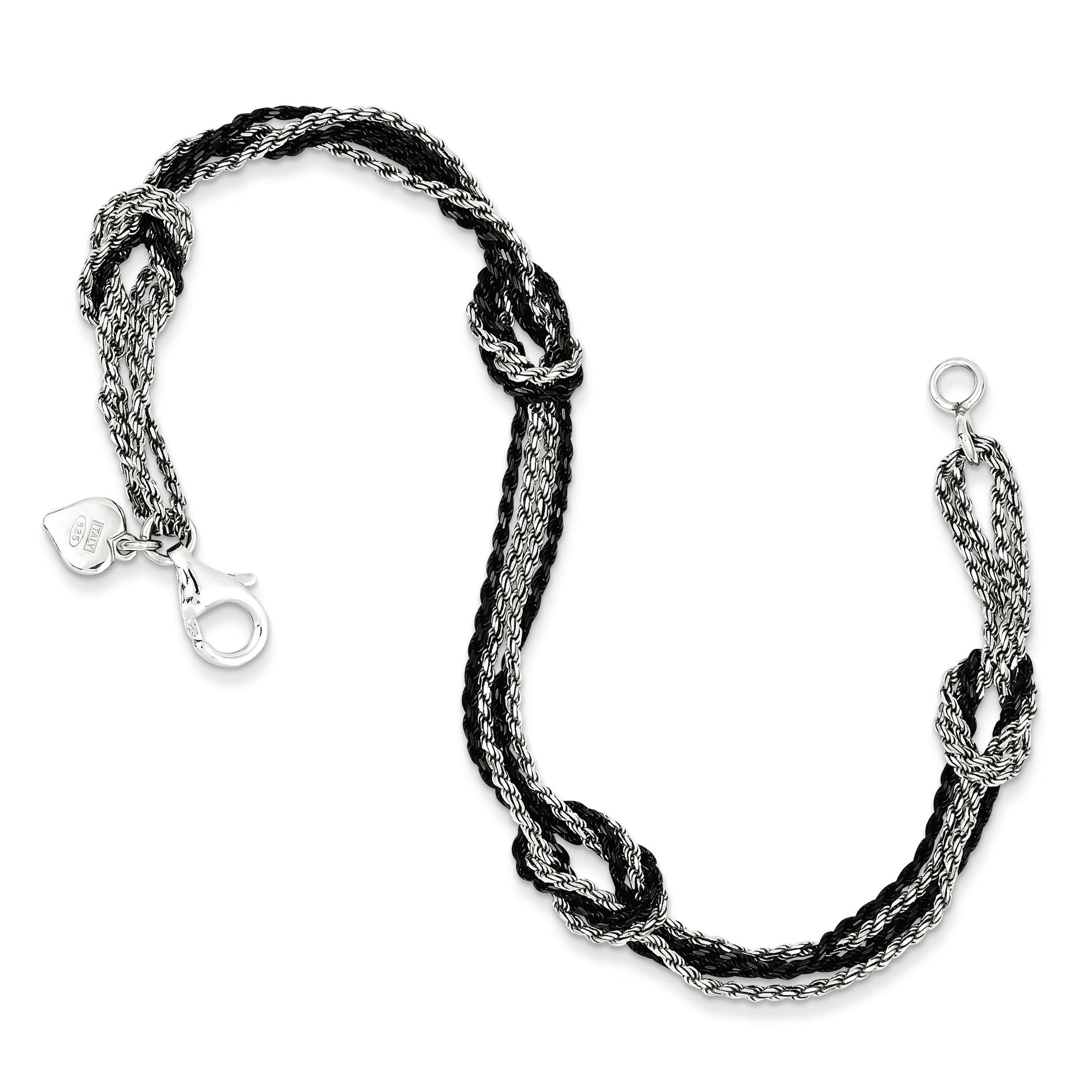 Sterling Silver Rhodium & Ruthenium-plated Fancy Knot Bracelet Secondary image